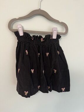 Girls Black Corduroy Skirt with Pink candy cane Embroidery